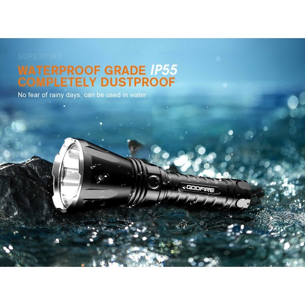 Lanterna tactica LED Godfire TF01, 1000m, 1371lm, aliaj aluminiu, 4800mAh, 245g, 5 moduri