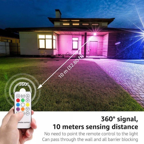 Set 2 proiectoare de podea LED RGB Lepro, Telecomanda , 50W, IP65 waterproof