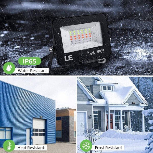 Set 2 proiectoare de podea LED RGB Lepro, Telecomanda , 15W, IP65 waterproof