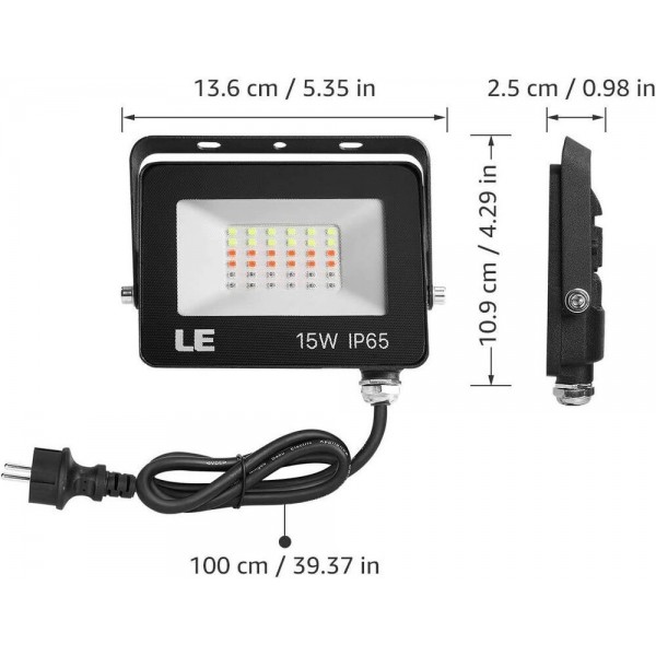 Set 2 proiectoare de podea LED RGB Lepro, Telecomanda , 15W, IP65 waterproof