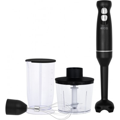 Blender de mana ECG RM 100 Max Black, 400 W, functie TURBO, tel, recipient tocator 500 ml, lame din otel inoxidabil