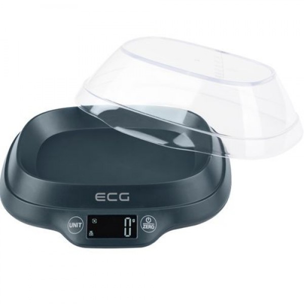 Cantar de bucatarie ECG KV 1120 SM, 5 Kg, functie TARA, precizie 1 g, bol gradat 1.2 L, Gri