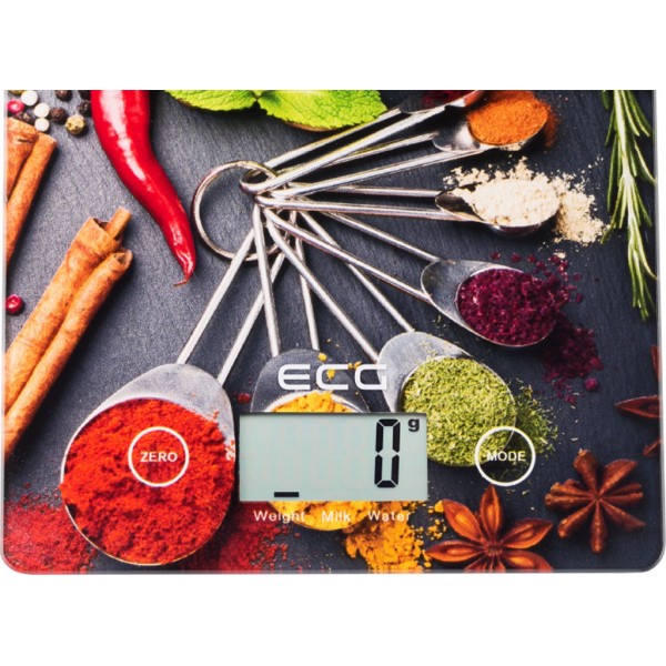 Cantar de bucatarie ECG KV 117 Chilli, 5 kg, precizie 1g, TARA, afisaj LCD, sticla securizata 3mm