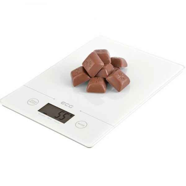 Cantar de bucatarie ECG KV 117 SLIM, alb, 5 kg, precizie 1g, TARA, afisaj LCD, sticla securizata 3mm