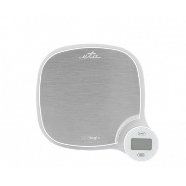 Cantar digital de bucatarie ETA ECOlogic 4770 90000, nu necesita baterii, 5 Kg, TARA, otel inoxidabil