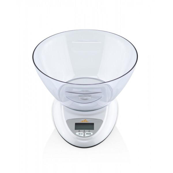 Cantar digital de bucatarie ETA Zori 7778 90000 alb, 5 Kg, precizie 1 gram, TARA, bol din plastic detasabil Cantar digital de bucatarie ETA Zori 7778 90000 alb, 5 Kg, precizie 1 gram, TARA, bol din plastic detasabil