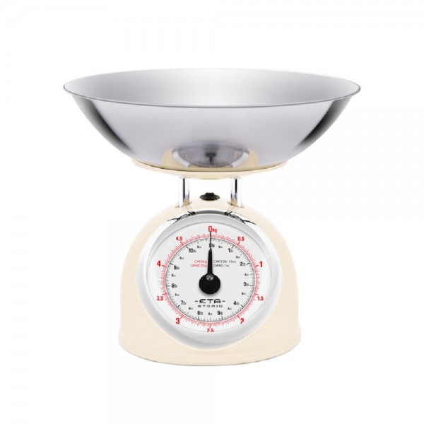 Cantar mecanic de bucatarie ETA Storio 5777 BEJ, 5 kg, precizie 25g, vas 5 L din otel inoxidabil Cantar mecanic de bucatarie ETA Storio 5777 BEJ, 5 kg, precizie 25g, vas 5 L din otel inoxidabil