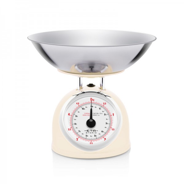 Cantar mecanic de bucatarie ETA Storio 5777 BEJ, 5 kg, precizie 25g, vas 5 L din otel inoxidabil Cantar mecanic de bucatarie ETA Storio 5777 BEJ, 5 kg, precizie 25g, vas 5 L din otel inoxidabil