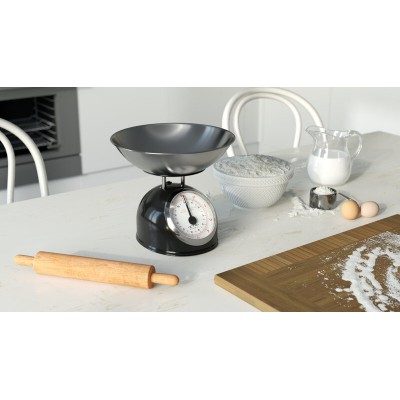 Cantar mecanic de bucatarie ETA Storio 5777 NEGRU, 5 kg, precizie 25g, vas 5 L din otel inoxidabil