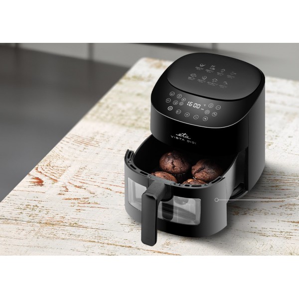 Friteuza cu aer cald ETA Vista Digi 1168 90000, 1300W, 4.3 litri, 8 programe, 40-220 °C, negru