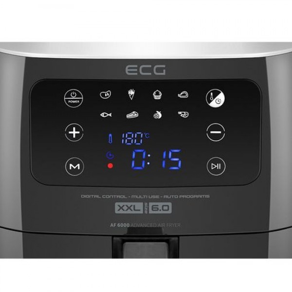Friteuza cu aer fierbinte ECG AF 6000, 7 litri, 1800 W, 8 programe, control temperatura 30-200°C Friteuza cu aer fierbinte ECG AF 6000, 7 litri, 1800 W, 8 programe, control temperatura 30-200°C