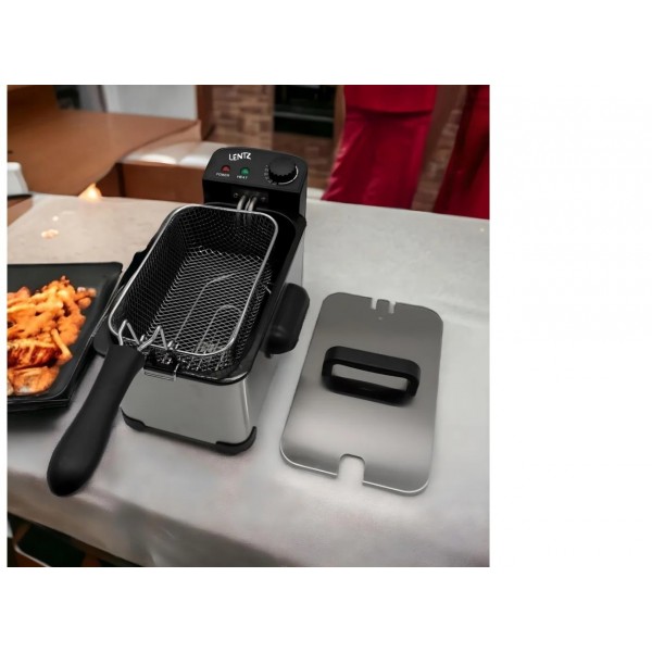 Friteuza cu ulei LENTZ 10200, 3 litri, 2000 W, termostat cu reglare continua 150-190°, otel inoxidabil