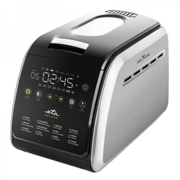 Masina de facut paine ETA Delicca II 7149, 850W, 12 programe, capacitate 1,5 kg, otel inoxidabil Masina de facut paine ETA Delicca II 7149, 850W, 12 programe, capacitate 1,5 kg, otel inoxidabil