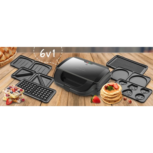 Sandwich-maker 6 in 1, ETA Sorento Plus 5151, 900 W, otel inoxidabil, 6 tipuri de placi detasabile Sandwich-maker 6 in 1, ETA Sorento Plus 5151, 900 W, otel inoxidabil, 6 tipuri de placi detasabile
