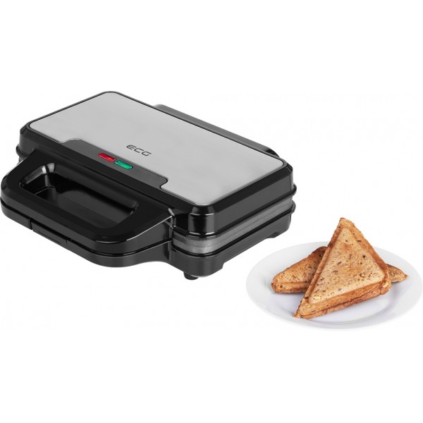 Sandwich maker ECG S 2120 Grande, 900 W, 4 sandvisuri triunghiulare, design din otel inoxidabil si plastic Sandwich maker ECG S 2120 Grande, 900 W, 4 sandvisuri triunghiulare, design din otel inoxidabil si plastic
