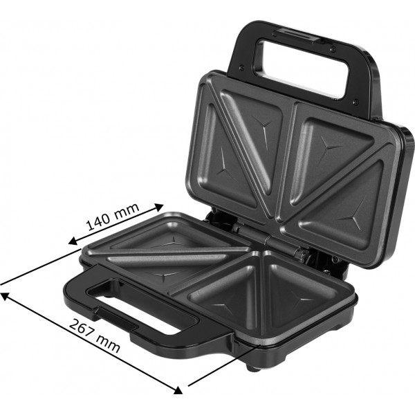 Sandwich maker ECG S 2120 Grande, 900 W, 4 sandvisuri triunghiulare, design din otel inoxidabil si plastic Sandwich maker ECG S 2120 Grande, 900 W, 4 sandvisuri triunghiulare, design din otel inoxidabil si plastic