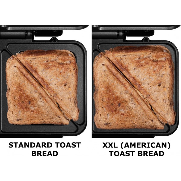 Sandwich maker ECG S 2120 Grande, 900 W, 4 sandvisuri triunghiulare, design din otel inoxidabil si plastic Sandwich maker ECG S 2120 Grande, 900 W, 4 sandvisuri triunghiulare, design din otel inoxidabil si plastic