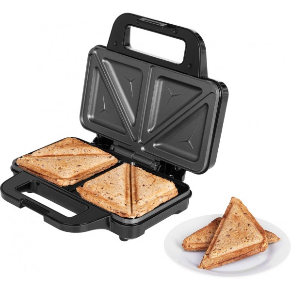 Sandwich maker ECG S 2120 Grande, 900 W, 4 sandvisuri triunghiulare, design din otel inoxidabil si plastic Sandwich maker ECG S 2120 Grande, 900 W, 4 sandvisuri triunghiulare, design din otel inoxidabil si plastic