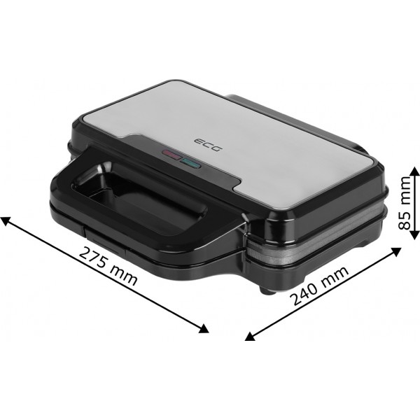 Sandwich maker ECG S 2120 Grande, 900 W, 4 sandvisuri triunghiulare, design din otel inoxidabil si plastic Sandwich maker ECG S 2120 Grande, 900 W, 4 sandvisuri triunghiulare, design din otel inoxidabil si plastic