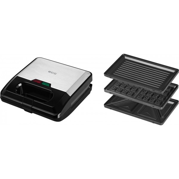 Sandwich-maker ECG S3173 3in1 Triangle, 750W, 3 tipuri de placi detasabile, negru-otel inoxidabil Sandwich-maker ECG S3173 3in1 Triangle, 750W, 3 tipuri de placi detasabile, negru-otel inoxidabil