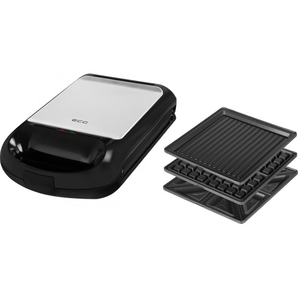 Sandwich maker grill ECG S 4310, 1200 W, 3 tipuri de placi interschimbabile 23 x 23 cm, unghi deschidere 105° Sandwich maker grill ECG S 4310, 1200 W, 3 tipuri de placi interschimbabile 23 x 23 cm, unghi deschidere 105°