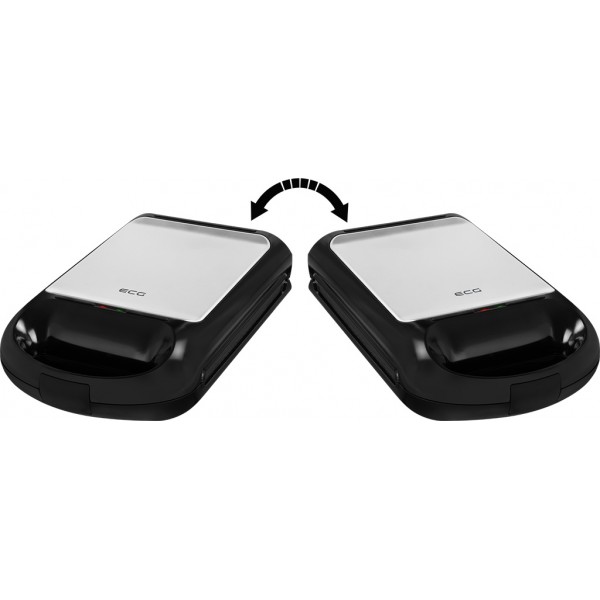 Sandwich maker grill ECG S 4310, 1200 W, 3 tipuri de placi interschimbabile 23 x 23 cm, unghi deschidere 105° Sandwich maker grill ECG S 4310, 1200 W, 3 tipuri de placi interschimbabile 23 x 23 cm, unghi deschidere 105°
