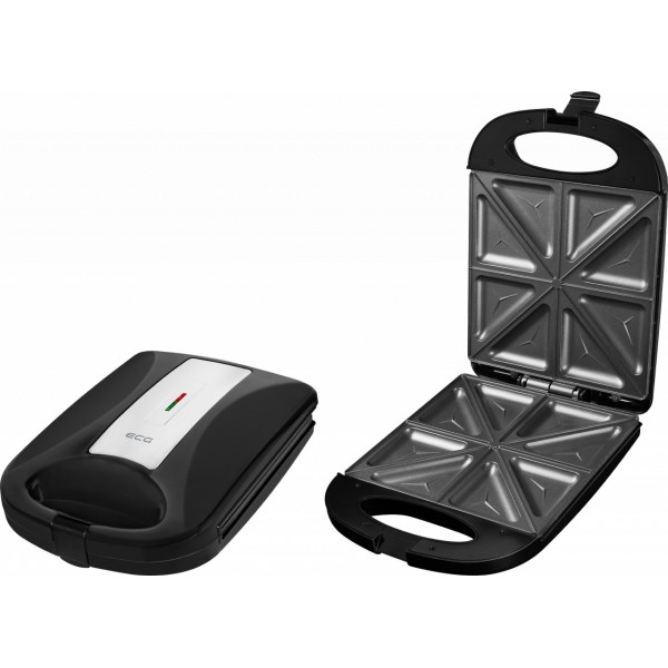 Sandwich maker XXL ECG S 4232 Family Black, 1200 W, 8 sandvisuri triunghiulare simultan