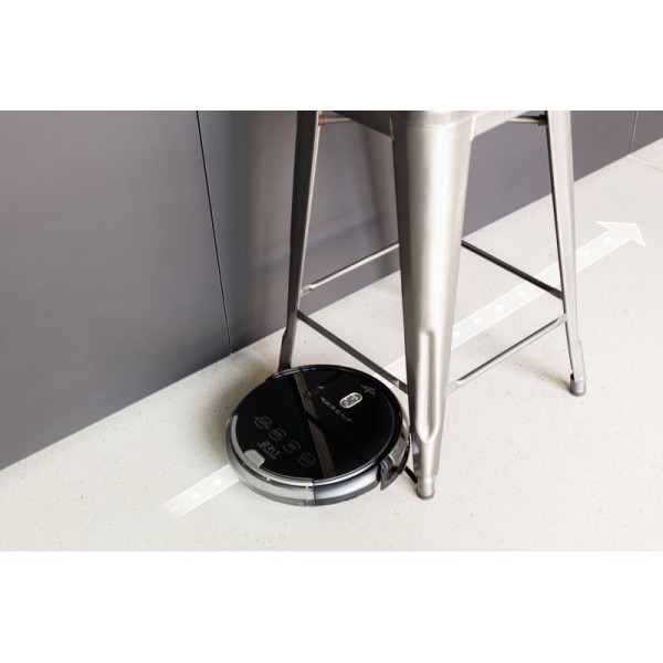 Robot aspirator cu mop ETA Aron 2512 90000, Wi-Fi, baterie Li-Ion 14.4 V, 300 ml, autoincarcare, navigare giroscopica, negru