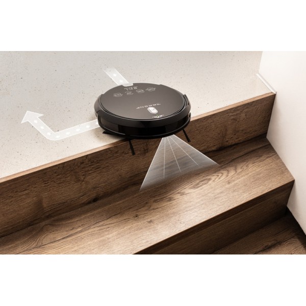 Robot aspirator cu mop ETA Aron 2512 90000, Wi-Fi, baterie Li-Ion 14.4 V, 300 ml, autoincarcare, navigare giroscopica, negru