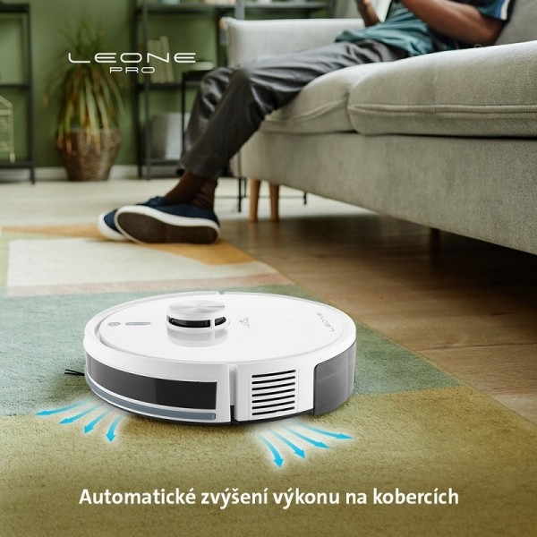 Robot aspirator si mop ETA Leone Pro 6244 90000, baterie Li-Ion 14.4 V/ 5200 mAh, Wi-Fi, navigatie laser, motor digital, alb