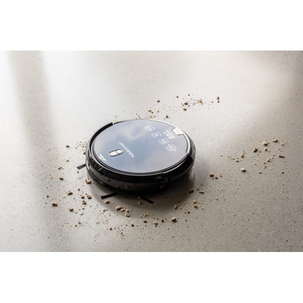 Robot aspirator cu mop ETA Aron 2512 90000, Wi-Fi, baterie Li-Ion 14.4 V, 300 ml, autoincarcare, navigare giroscopica, negru