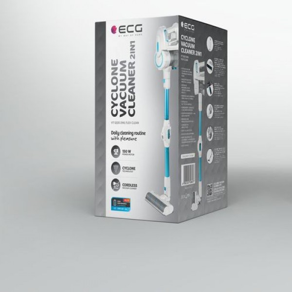 Aspirator vertical portabil 2 in 1 ECG VT 5220 Flex Clean, Cyclone, 22.2 V Li-ion, 150 W, HEPA H12 Aspirator vertical portabil 2 in 1 ECG VT 5220 Flex Clean, Cyclone, 22.2 V Li-ion, 150 W, HEPA H12