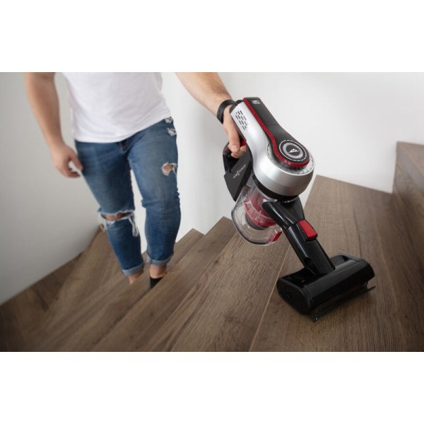 Aspirator vertical 2 in 1 fara fir ETA Elastic 2231, Li-ion 21.6 V, 0.45 l, tub flexibil, negru cu rosu Aspirator vertical 2 in 1 fara fir ETA Elastic 2231, Li-ion 21.6 V, 0.45 l, tub flexibil, negru cu rosu