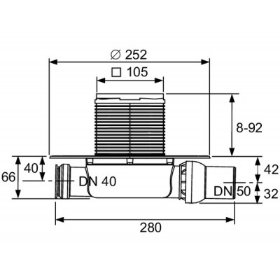 TECE Sifon complet extraplat TECEdrainpointS, ev, laterala DN 50 (3601100)
