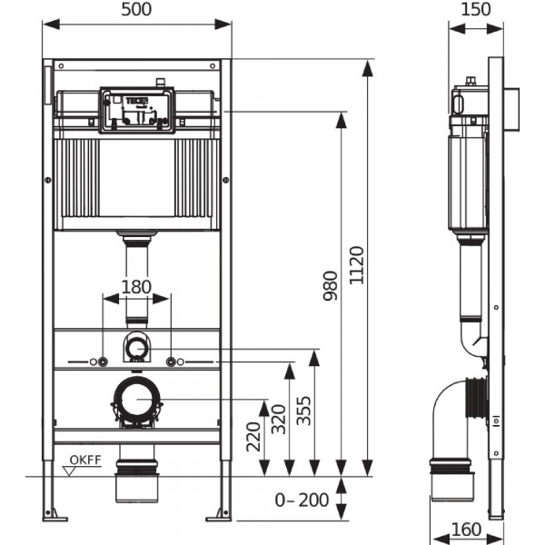 Modul WC TECEbase cu rezervor Base, compatibil cu toate clapetele, H 1120 mm (9400401) Modul WC TECEbase cu rezervor Base, compatibil cu toate clapetele, H 1120 mm (9400401)