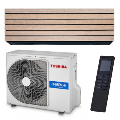 Aparat aer conditionat Toshiba Daisekai 10 Wood, 18000 BTU, Clasa A+++, control WiFi, inverter, design premium, confort maxim (RAS-B18S4KVDG-E-RAS-18S4AVPG-E)