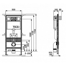 Modul WC TECEbase cu rezervor Base, incl. clapeta TECEbase alba si sist. fixare, H 1120 mm (9400400)