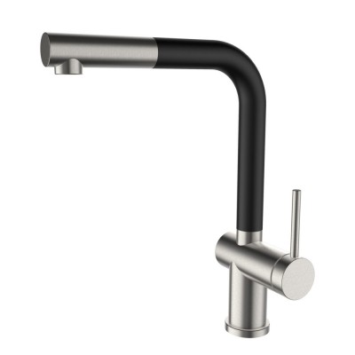 Baterie de bucatarie cu dus extractabil SanDonna Riva - Negru - crom