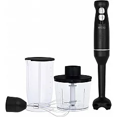 Blender de mana ECG RM 100 Max Black, 400 W, functie TURBO, tel, recipient tocator 500 ml, lame din otel inoxidabil