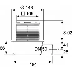 TECE Sifon complet extraplat TECEdrainpointS, ev, laterala DN50 (3601050)