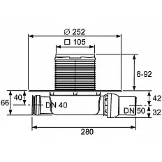TECE Sifon complet extraplat TECEdrainpointS, ev, laterala DN 50 (3601100)
