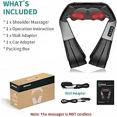 Aparat de masaj umeri, Nekteck A01-NK01, pentru spate, umeri, gat, masaj Shiatsu, incalzire (A01-NK01-BK00)