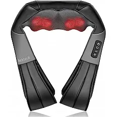 Aparat de masaj umeri, Nekteck A01-NK01, pentru spate, umeri, gat, masaj Shiatsu, incalzire (A01-NK01-BK00)