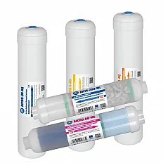 Set 5 cartuse filtrare inline Aquafilter, microfiltrare 1 micron in 5 stadii, carcasa alba, dimensiune 12