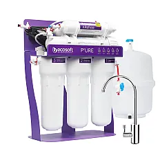 Sistem de osmoza inversa Ecosoft Alkafuse PRO, 6 stadii de filtrare, pompa booster inclusa, remineralizare cu calciu si magneziu, crestere pH 7-10, membrana 75 GPD, cadru metalic