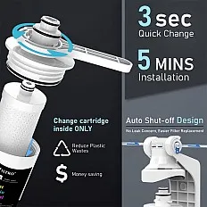 Postfiltru de mineralizare FILTRO ALK3, remineralizare naturala si carbune bloc, grad filtrare 5 microni, conexiune rapida 1/4