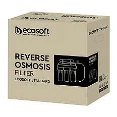 Sistem de osmoză inversă Ecosoft Standard, 5 stadii de filtrare, membrană 50 GPD, bazin de stocare 12 litri inclus, funcționare fără electricitate