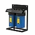 Set carcase filtrare FILTRO BIG BLUE 10 TWIN, cu 2 stadii, conexiune 1 inch alama, supapa eliberare presiune, cadru metalic si cheie, cartus 4.5x10 inch, debit 35 l/min