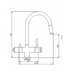 Baterie bucatarie cu 3 cai Premier Extend, finisaj cromat inox, dus extractibil, pipa pivotanta 180°, cartus ceramic, alimentare separata apa filtrata si apa menajera rece/calda