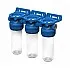 Set 3 carcase filtrare transparente FILTRO Triplex TPP3P, conexiune alama 3/4 inch, presiune maxima 8 bar